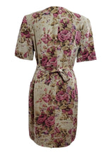Load image into Gallery viewer, Vintage Linen Floral Short Sleeve Dress Size 8