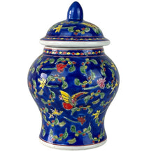 Load image into Gallery viewer, Blue Bone China Jar with Butterflies & Flowers