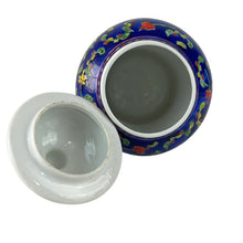 Load image into Gallery viewer, Mid Century Blue Bone China Jar with Butterflies & Flowers