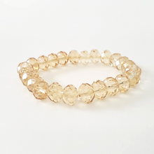 Load image into Gallery viewer, Faceted Glass Bead Stretch Bracelet - Light Champagne