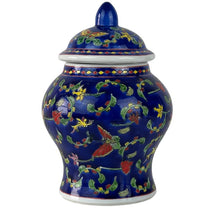 Load image into Gallery viewer, Mid Century Blue Bone China Jar with Butterflies & Flowers