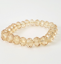 Load image into Gallery viewer, Faceted Glass Bead Stretch Bracelet - Light Champagne