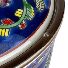 Load image into Gallery viewer, Mid Century Blue Bone China Jar with Butterflies & Flowers