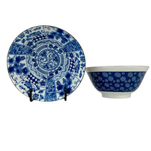 Load image into Gallery viewer, Blue China Nice Cat Rice Bowls Made in Japan Set of 2