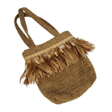Load image into Gallery viewer, Vintage Feathers and Tassels Tote Double Handles