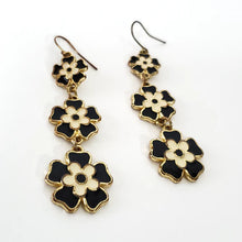 Load image into Gallery viewer, Enamel Flower Drop Earrings 2-1/4"