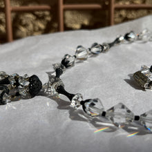 Load image into Gallery viewer, Antique Art Deco Cut Crystal Filigree Tassel Necklace 14.5"