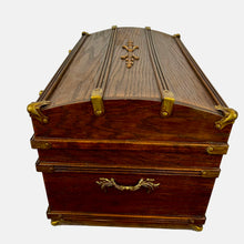 Load image into Gallery viewer, Oversized Victorian Revival Jewelry Chest Pink Velvet Tufted Keepsake Box Ornate Brass Accents