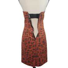 Load image into Gallery viewer, Strapless Orange/Brown Mini Dress Size 2 Cotton & Silk Blend