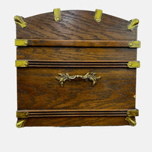 Load image into Gallery viewer, Oversized Victorian Revival Jewelry Chest Pink Velvet Tufted Keepsake Box Ornate Brass Accents