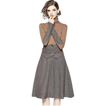 Load image into Gallery viewer, Lai Meng Five Cats Brown Retro A-line Skirt with Pockets - Size Small