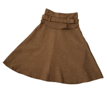 Load image into Gallery viewer, Lai Meng Five Cats Brown Retro A-line Skirt with Pockets - Size Small