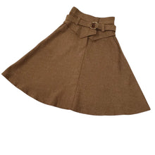 Load image into Gallery viewer, Lai Meng Five Cats Brown Retro A-line Skirt with Pockets - Size Small