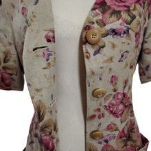 Load image into Gallery viewer, Vintage Linen Floral Short Sleeve Dress Size 8