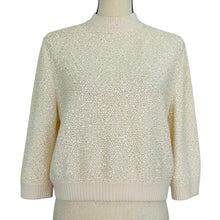 Load image into Gallery viewer, St John Evening Sequin Knit Ivory Pullover Sweater Size 10