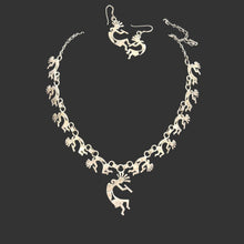 Load image into Gallery viewer, 1990s Vintage Sterling Silver Kokopelli Link Necklace & Matching Dangle Earrings Set