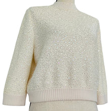 Load image into Gallery viewer, St John Ivory Sequin Knit Pullover Sweater Size Medium