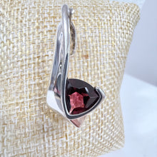 Load image into Gallery viewer, Vintage 925 Sterling Silver Modernist Pendant Trillion Cut Garnet Red Gemstone