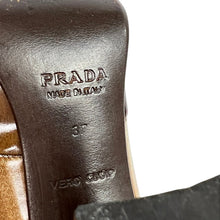 Load image into Gallery viewer, Prada Brown Square Toe Block Heel Size 6.5