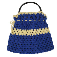 Load image into Gallery viewer, Vintage 70's Knit Purse with Handles Blue & Ivory