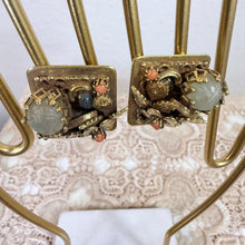Load image into Gallery viewer, Mid Century Gold Tone Floral Statement Clip On Earrings