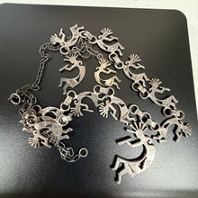 Load image into Gallery viewer, Southwestern 925 Kokopelli Link Necklace & Earrings Set 48 Grams Sterling Silver