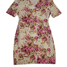 Load image into Gallery viewer, Vintage Linen Floral Short Sleeve Dress Size 8