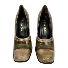 Load image into Gallery viewer, Prada Brown Square Toe Block Heel Size 6.5