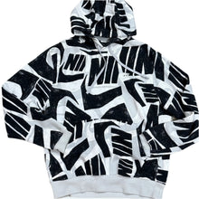 Load image into Gallery viewer, Nike Streetwear Allover Print Fleece Hoodie Gray Black Size Medium
