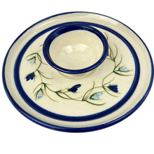 Load image into Gallery viewer, Stoneware Pottery Chips & Dip Dish Hand Painted & Signed by Artist 12.5"