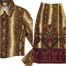 Load image into Gallery viewer, Vintage Silk Snake Print Two Piece Skirt Set Size 6