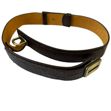 Load image into Gallery viewer, Vintage Worth Brown Croc Embossed Leather Belt USA Size Small