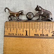 Load image into Gallery viewer, Vintage Sterling Silver Patina Cats Playing with Yarn Brooch