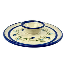 Load image into Gallery viewer, Stoneware Pottery Chips & Dip Dish Hand Painted & Signed by Artist 12.5"
