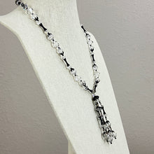 Load image into Gallery viewer, Antique Art Deco Cut Crystal Filigree Tassel Necklace 14.5"