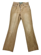 Load image into Gallery viewer, Lauren RL Tan Western Studded Mid Rise Bootcut Jeans Size 2P
