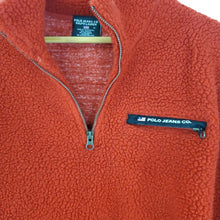 Load image into Gallery viewer, VTG Polo Jeans Red Fleece Pullover 3/4 Zip Size Medium