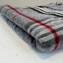 Load image into Gallery viewer, Gray Plaid Casmink Fringe Scarf Super Soft 64"