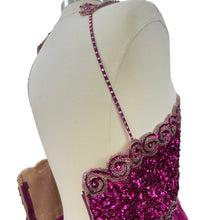 Load image into Gallery viewer, Vintage Mike Benet Fuschia Sequined Beaded Formal Pink Chiffon Gown Long Dress