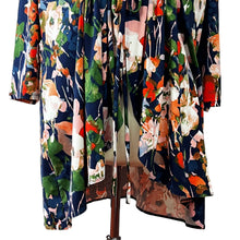 Load image into Gallery viewer, Women Long Sleeve Blue Flower Robe Size 2