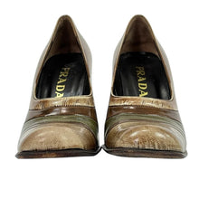 Load image into Gallery viewer, Prada Brown Square Toe Block Heel Size 6.5