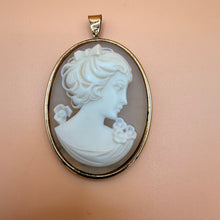Load image into Gallery viewer, Vintage Cameo Pendant Gold Tone Bezel Floral Portrait