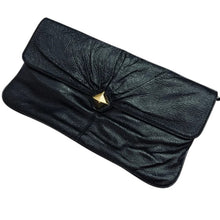 Load image into Gallery viewer, Franchi Black Leather Clutch Wristlet