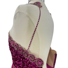 Load image into Gallery viewer, Vintage Mike Benet Fuschia Sequined Beaded Formal Pink Chiffon Gown Long Dress