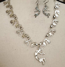 Load image into Gallery viewer, Sterling Silver Kokopelli Necklace & Earrings Set