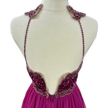 Load image into Gallery viewer, Vintage Mike Benet Fuschia Sequined Beaded Formal Pink Chiffon Gown Long Dress