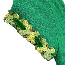 Load image into Gallery viewer, 70s Handmade Green Linen Empire Waist Cottage Core Maxi Dress XS