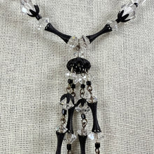 Load image into Gallery viewer, Antique Art Deco Cut Crystal Filigree Tassel Necklace 14.5"