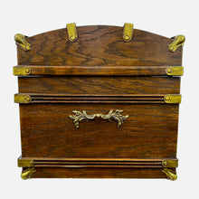 Load image into Gallery viewer, Oversized Victorian Revival Jewelry Chest Pink Velvet Tufted Keepsake Box Ornate Brass Accents