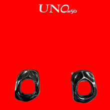 Load image into Gallery viewer, UNOde50 "You Belong to Me" Organic Open Donut Stud Earrings Silver Plated
